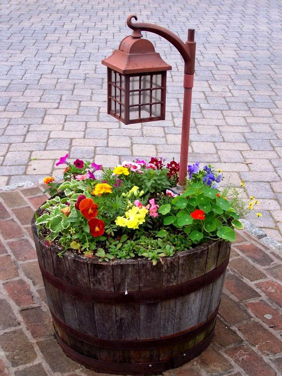 European Wine barrel pot plant 