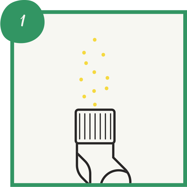Instructive image - Sprinkle Grass seed into a pop sock.