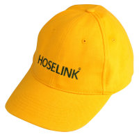 Stock photo of Hoselink yellow hat with green logo