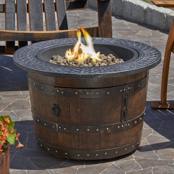 Wine barrel fire place