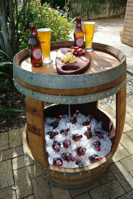 Wine barrel bar and esky