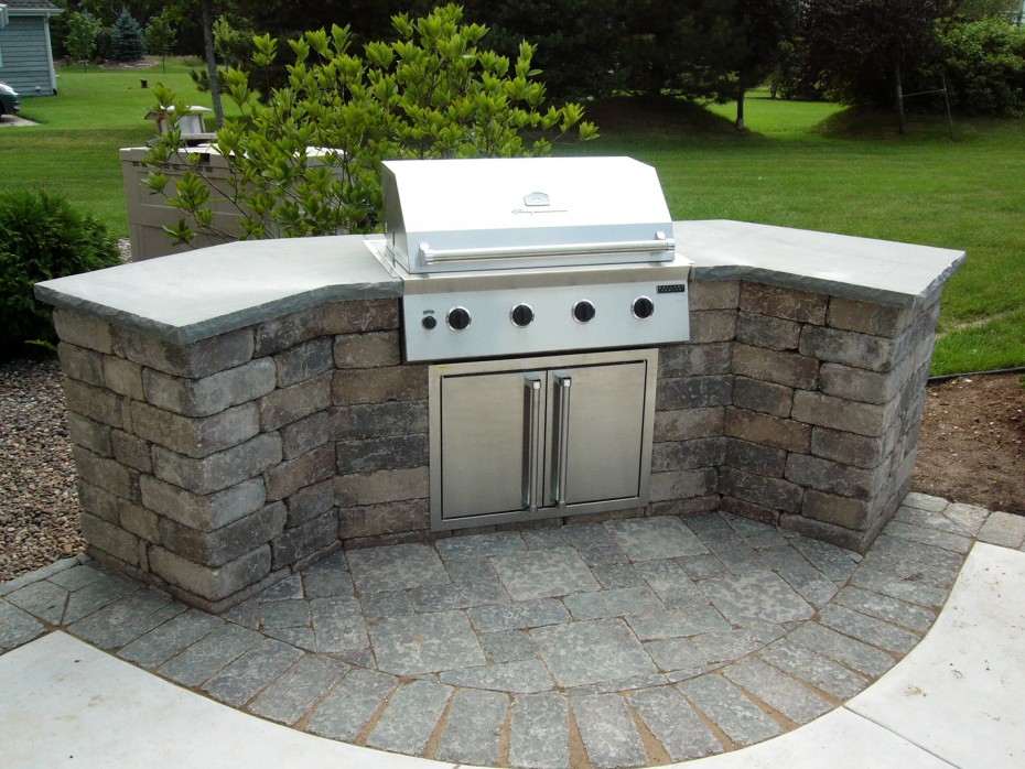 stone bbq patio garden