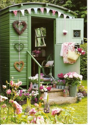 green painted shed