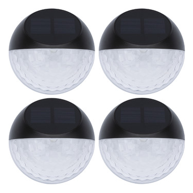 Decorative Round Solar Wall Light 1LED - 4 Pack