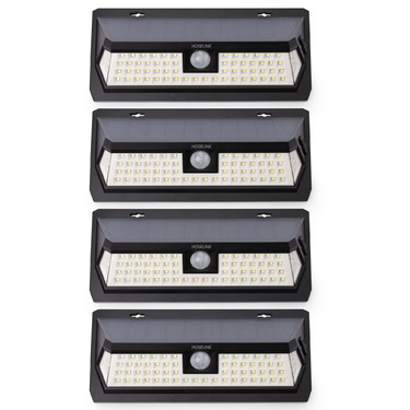 Wide Angle Solar Wall Light with Sensor 62LED - 4 Pack